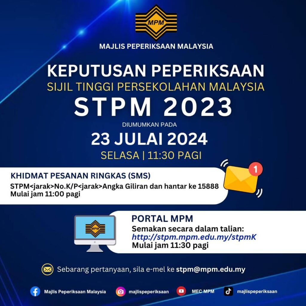 Tarikh Keputusan Peperiksaan STPM 2023